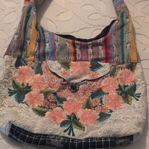Floral Embroidered Multicolor Women's Bag